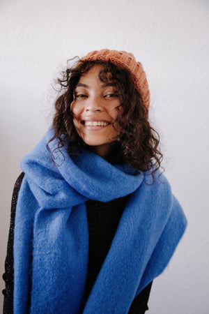 BLUE FRINGED SCARF