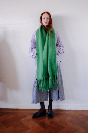GREEN FRINGED SCARF