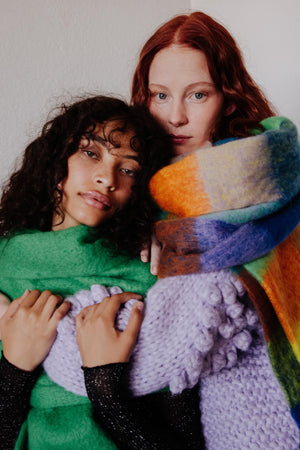 MULTI-COLOURED CHECK SCARF