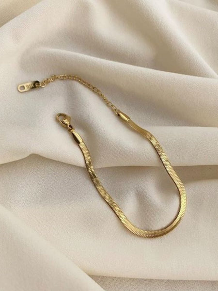 Silver Flat Snake Chain Bracelet  Asha Jewelry