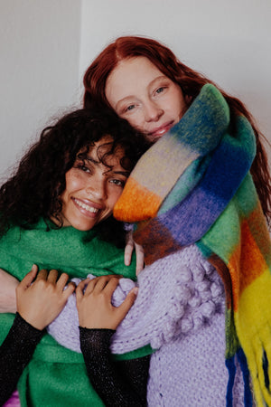 MULTI-COLOURED CHECK SCARF