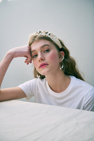 NEW PEARL EMBELLISHED SATIN BAND - OFF-WHITE