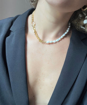 BAROQUE PEARL LINK NECKLACE