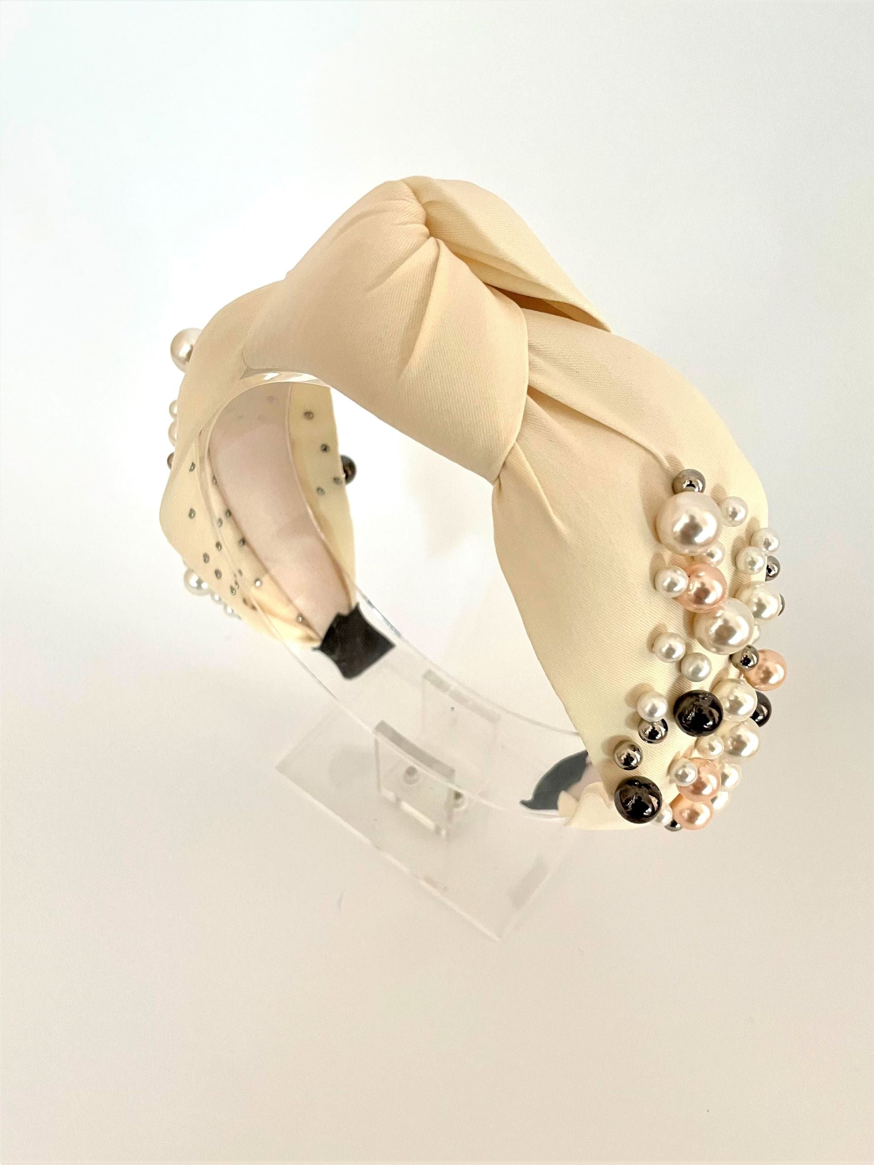 NEW PEARL EMBELLISHED SATIN BAND - OFF-WHITE