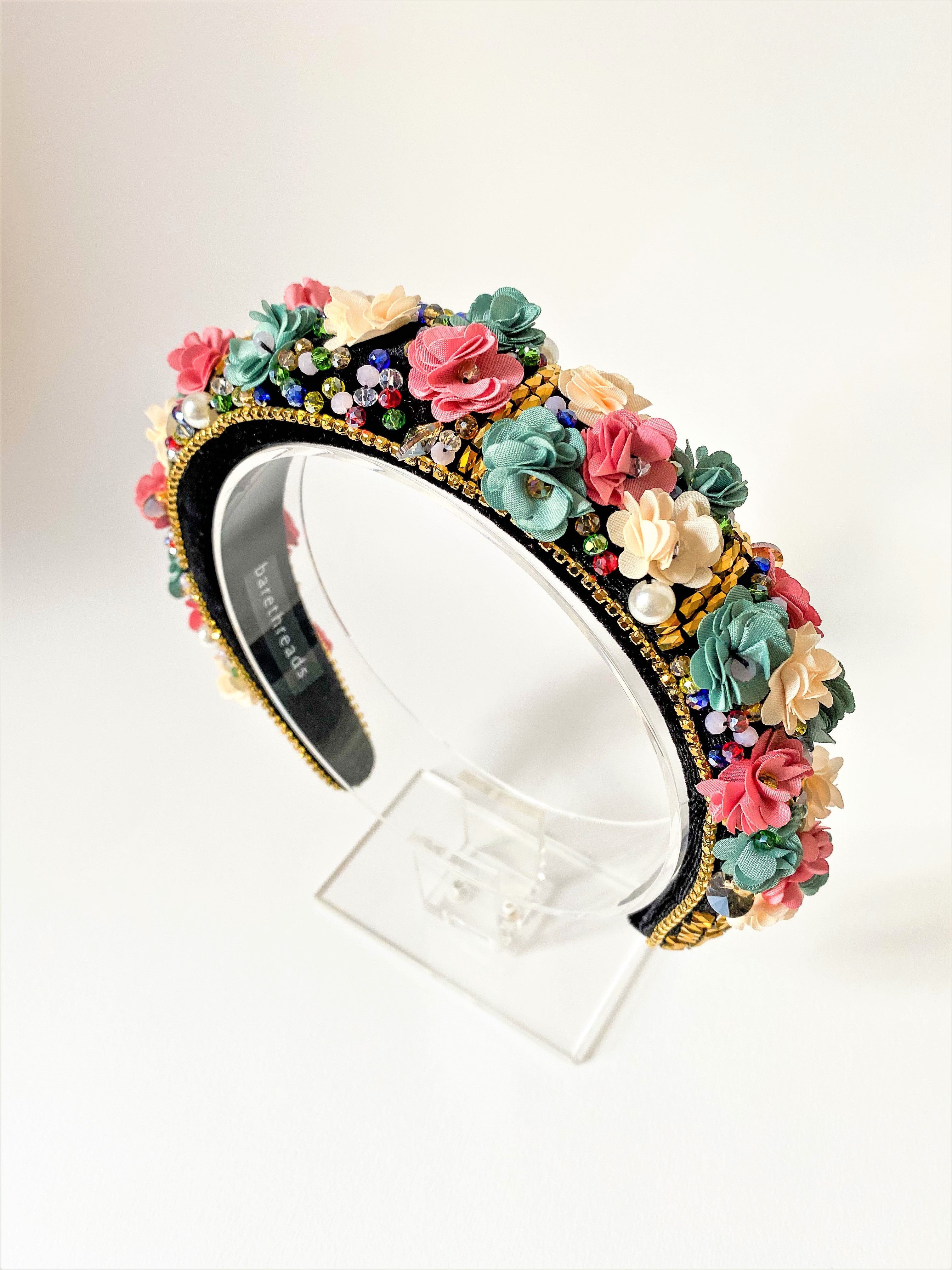 THE DAPHNE FLORAL ENCRUSTED HEADBAND