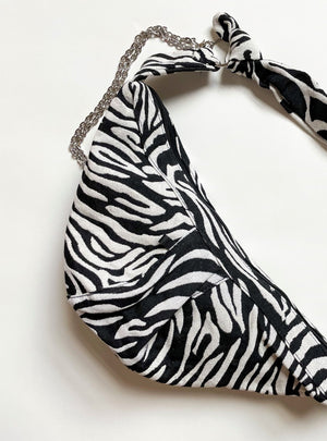 PRINTED CANVAS KNOT BAG WITH CHAIN