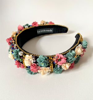 THE DAPHNE FLORAL ENCRUSTED HEADBAND