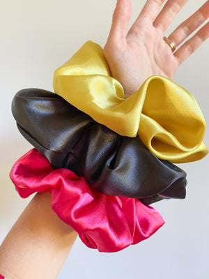 THE SANDRA SATIN SUPER SCRUNCHIES - SET OF 3