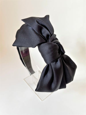 BLACK SATIN BOW BAND