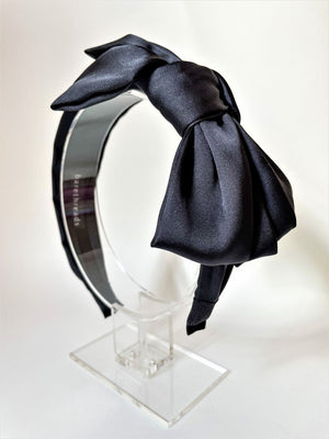 BLACK SATIN BOW BAND