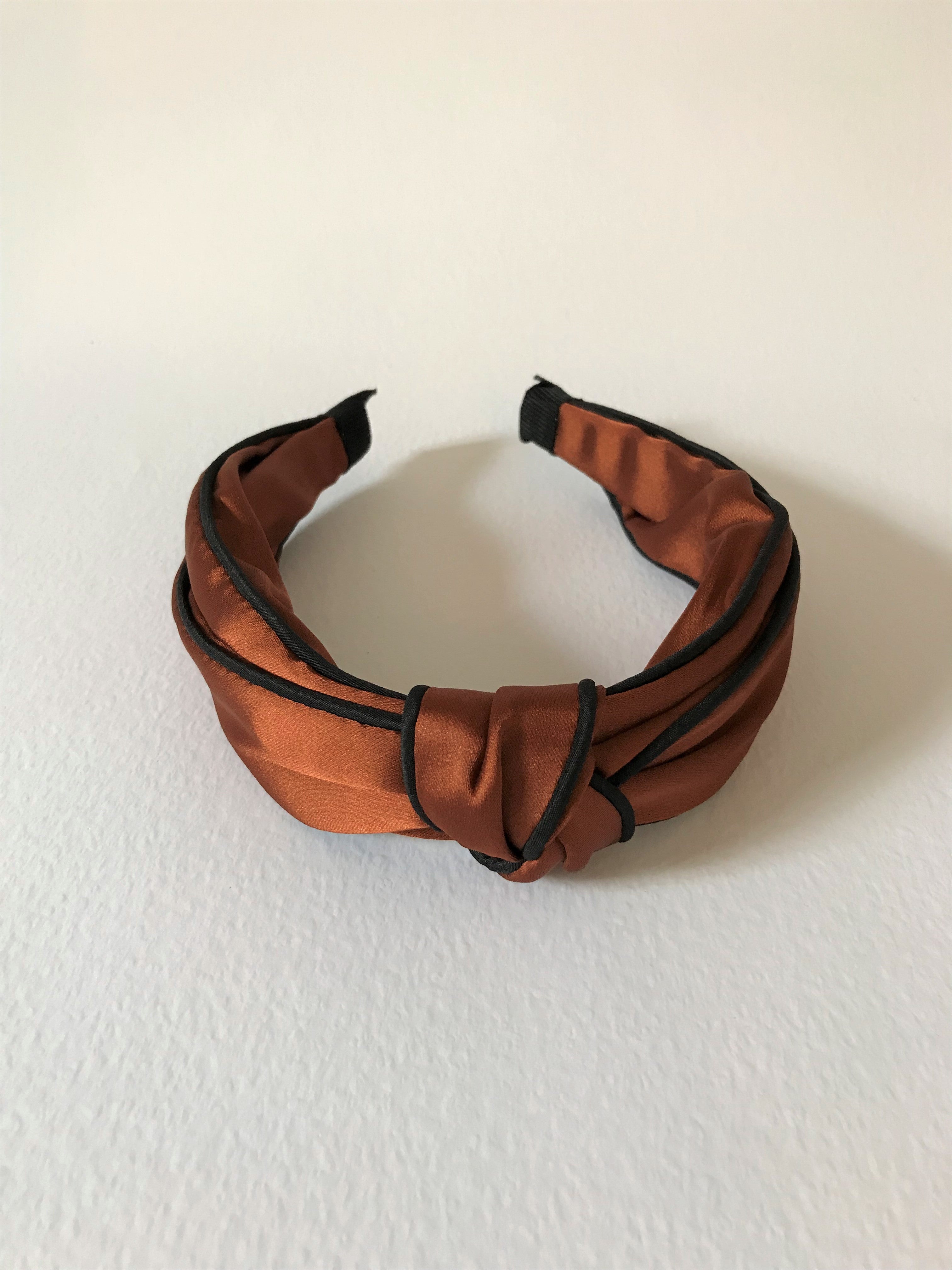 SATIN KNOT ALICE BAND - RUST