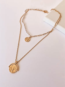 THE ATLAS COIN AND PEARL NECKLACE SET