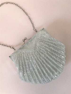 BEADED SMALL SHELL BAG - WHITE