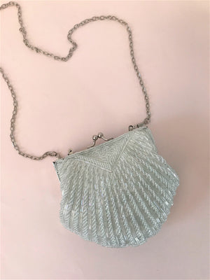 BEADED SMALL SHELL BAG - WHITE