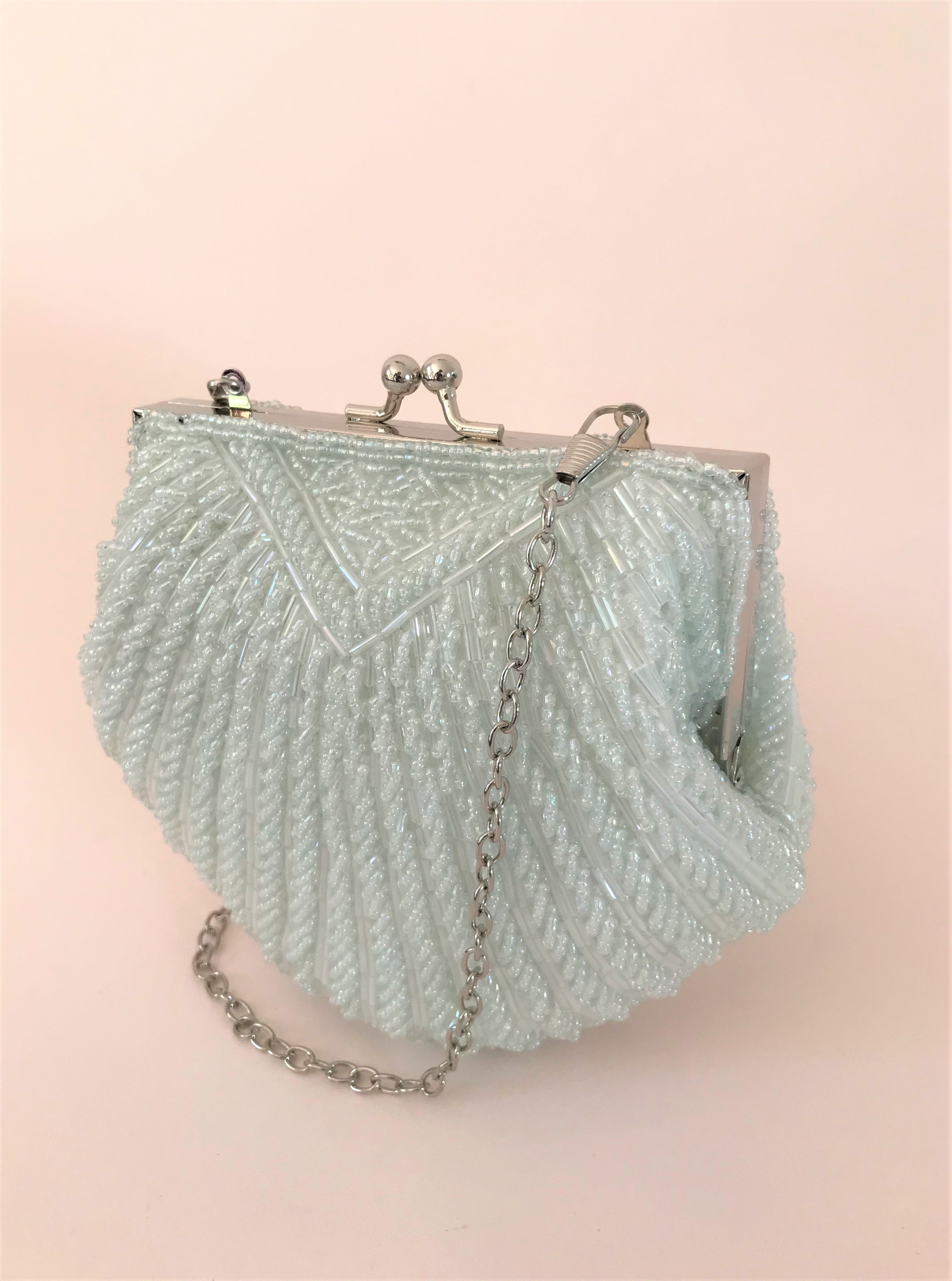 BEADED SMALL SHELL BAG - WHITE